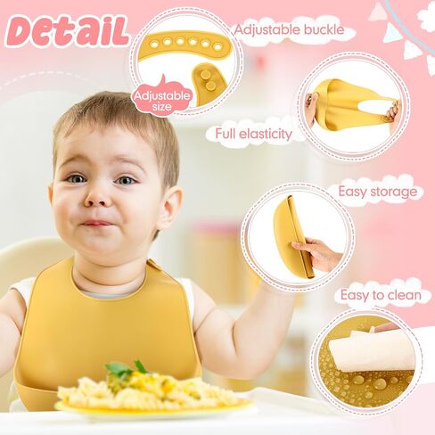 Mepase 12 Pcs Silicone Bibs Waterproof Silicone Baby Bibs Soft Adjustable Baby Feeding Bib Unisex Baby Eating Supplies(Fresh Color) in Saudi Arabia