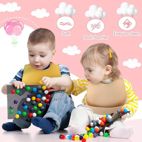 Mepase 12 Pcs Silicone Bibs Waterproof Silicone Baby Bibs Soft Adjustable Baby Feeding Bib Unisex Baby Eating Supplies(Fresh Color) in Saudi Arabia