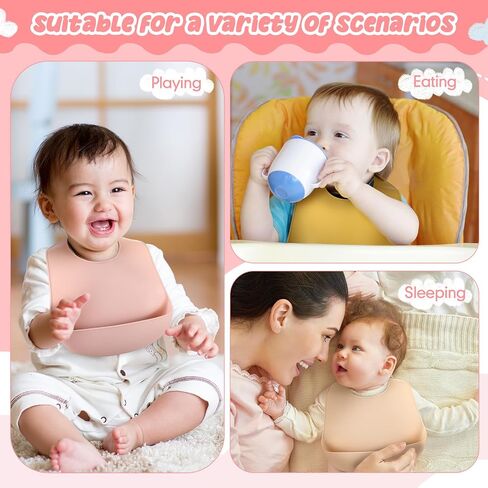 Mepase 12 Pcs Silicone Bibs Waterproof Silicone Baby Bibs Soft Adjustable Baby Feeding Bib Unisex Baby Eating Supplies(Fresh Color) in Saudi Arabia