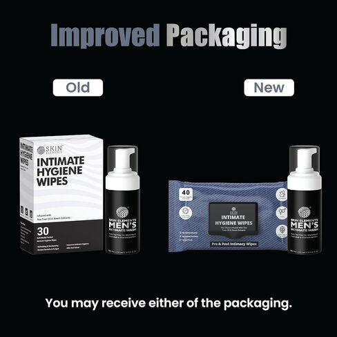 Skin Elements Intimate Hygiene Combo| Intimate Wash Men 120 ml+Intimate Wipes 30 Individual Sachets With Tea Tree & Neem Extracts - pH Balanced Foaming Wash Prevents Irritation & Bad Odor in Saudi Arabia