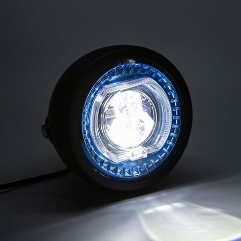 المصباح الأمامي للدراجات النارية 5.75 بوصة LED مع مجموعة أقواس التثبيت ، مصابيح الأمامية الأمامية مع شعاع DRL عالية/منخفضة ل Race Racer E-Pike Bobber Chopper (النمط D) in Kuwait