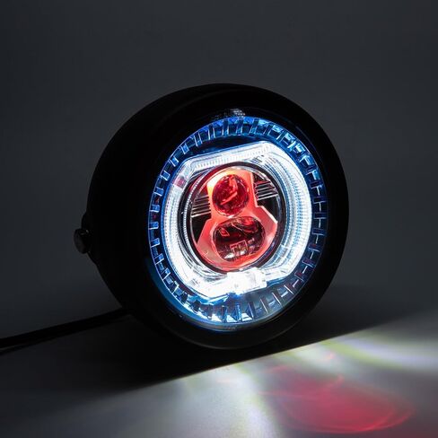 المصباح الأمامي للدراجات النارية 5.75 بوصة LED مع مجموعة أقواس التثبيت ، مصابيح الأمامية الأمامية مع شعاع DRL عالية/منخفضة ل Race Racer E-Pike Bobber Chopper (النمط D) in Kuwait