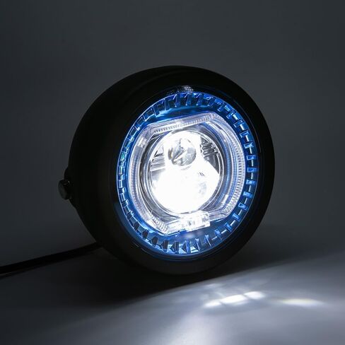 المصباح الأمامي للدراجات النارية 5.75 بوصة LED مع مجموعة أقواس التثبيت ، مصابيح الأمامية الأمامية مع شعاع DRL عالية/منخفضة ل Race Racer E-Pike Bobber Chopper (النمط D) in Kuwait