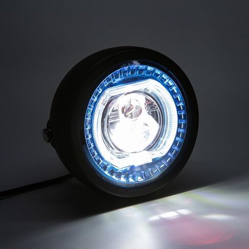 المصباح الأمامي للدراجات النارية 5.75 بوصة LED مع مجموعة أقواس التثبيت ، مصابيح الأمامية الأمامية مع شعاع DRL عالية/منخفضة ل Race Racer E-Pike Bobber Chopper (النمط D) in Kuwait