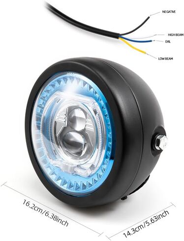 المصباح الأمامي للدراجات النارية 5.75 بوصة LED مع مجموعة أقواس التثبيت ، مصابيح الأمامية الأمامية مع شعاع DRL عالية/منخفضة ل Race Racer E-Pike Bobber Chopper (النمط D) in Kuwait