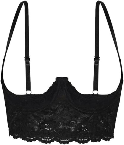 Women's Sexy 1/4 Cup Shelf Bra See Through Lace Push Up Underwire Lingerie in Saudi Arabia