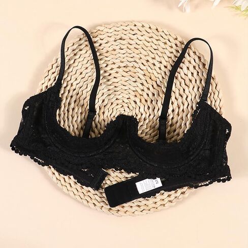 Women's Sexy 1/4 Cup Shelf Bra See Through Lace Push Up Underwire Lingerie in Saudi Arabia