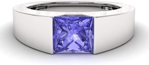 Diamondere Natural و Princess Cut Gemstone Solitaire Ring في 14K أبيض الذهب | خاتم الخطوبة 0.60 قيراط للرجال ، الحجم الأمريكي من 4 إلى 12 in Kuwait
