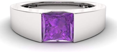 Diamondere Natural و Princess Cut Gemstone Solitaire Ring في 14K أبيض الذهب | خاتم الخطوبة 0.60 قيراط للرجال ، الحجم الأمريكي من 4 إلى 12 in Kuwait