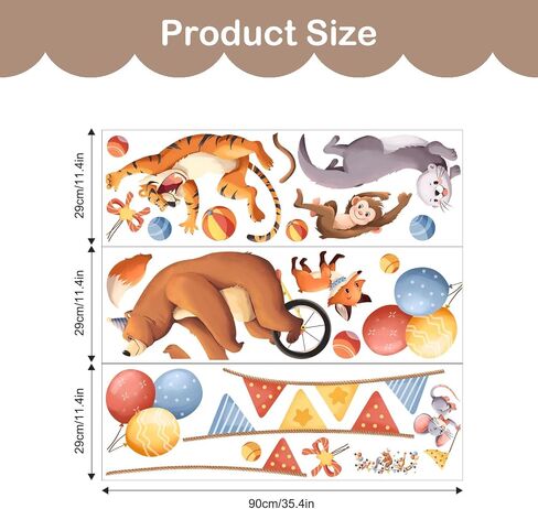 Tanlaby Jungle Animals Wall Stickers Animal Circus Party Celebration Wall Decals Cartoon Bear Fox Koala Tiger Safari Art Decor for Baby Nursery Kids Toddler Bedroom Playroom in Saudi Arabia