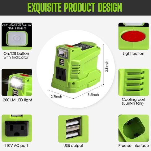 for Makita Powered Inverter Generator 150W for Makita Battery DC 18v to 110v AC Output, Portable Power Source USB Charger Adapter, for Makita Power Station with LED Light in Saudi Arabia