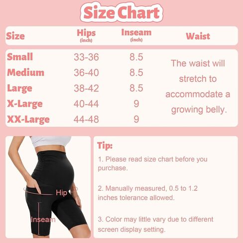 UBCUTE 2 Pack Women's Maternity Biker Shorts with Pockets-High Waist Black Workout Yoga Comfy Pregnancy Pants Over Belly in Saudi Arabia