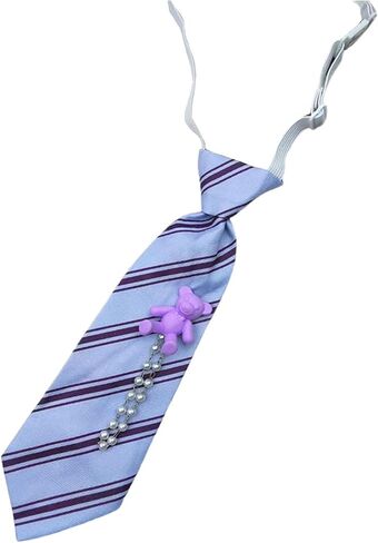 Kids Children Necktie with Adjustable Strap School Uniform Pre Tied Neck Tie with 3D Bear Dolls and Pearls Chain in Saudi Arabia