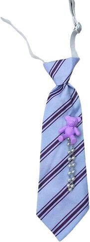 Kids Children Necktie with Adjustable Strap School Uniform Pre Tied Neck Tie with 3D Bear Dolls and Pearls Chain in Saudi Arabia