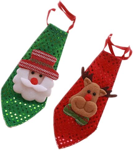Homoyoyo Cute Santa Tie Christmas Decor Sequin Neckties for Kids and Adults Holiday Party Decorations in Saudi Arabia
