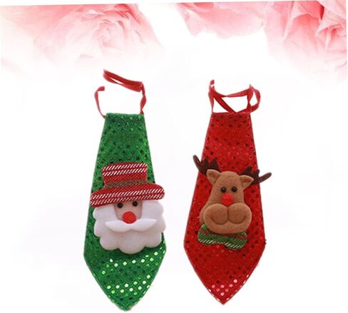 Homoyoyo Cute Santa Tie Christmas Decor Sequin Neckties for Kids and Adults Holiday Party Decorations in Saudi Arabia