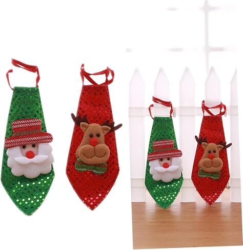 Homoyoyo Cute Santa Tie Christmas Decor Sequin Neckties for Kids and Adults Holiday Party Decorations in Saudi Arabia