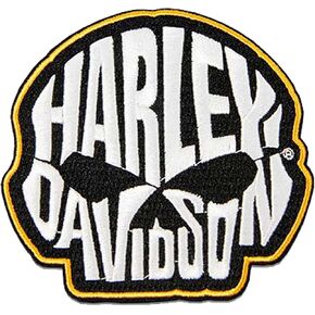 Harley-Davidson 4 in. Embroidered Willie G Skull Text Emblem Sew-On Patch- White in Saudi Arabia