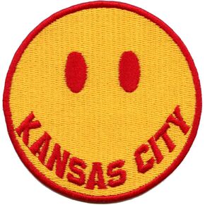 Kansas City Smiley Face Patch Yellow/Red Embroidered Iron on in Kuwait