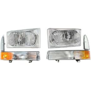4pcs Headlight Left Right Side Plastic Lens Corner Light Clear & Amber Corner Light Clear Headlight Lens Headlights Chrome for Excursion for F550/F450/F350/F250 SuperDuty in Saudi Arabia