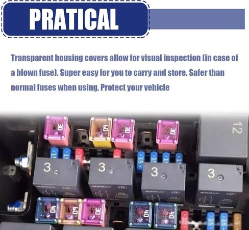 10pcs JCASE FUSE KIT ، مجموعة الصمامات الصغيرة على شكل صندوق ، متوافق مع تويوتا تشيفي فورد نيسان (20A/30A/40A/50A/60A ، LOW) in Saudi Arabia