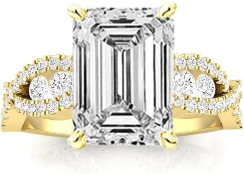 1.31 Carat Designer Twisting Eternity Channel Set Four Prong Emerald Cut Diamond Engagement Ring (D Color VS1 Clarity Center Stones) in Saudi Arabia