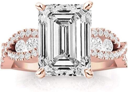 1.31 Carat Designer Twisting Eternity Channel Set Four Prong Emerald Cut Diamond Engagement Ring (D Color VS1 Clarity Center Stones) in Saudi Arabia