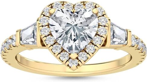 1-5 Carat (ctw) Yellow Gold Pear Cut LAB GROWN Diamond Three Stone Engagement Ring [ Color D-E, Clarity VS1-VS2 ] in Saudi Arabia