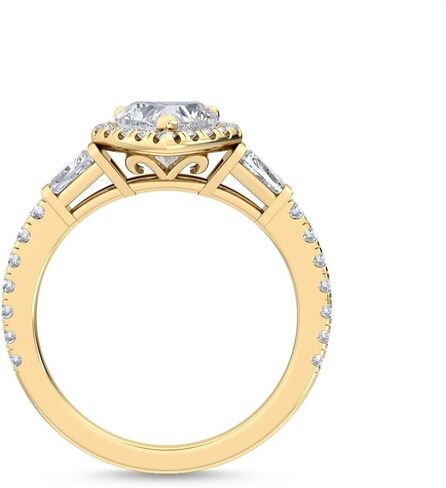 1-5 Carat (ctw) Yellow Gold Pear Cut LAB GROWN Diamond Three Stone Engagement Ring [ Color D-E, Clarity VS1-VS2 ] in Saudi Arabia
