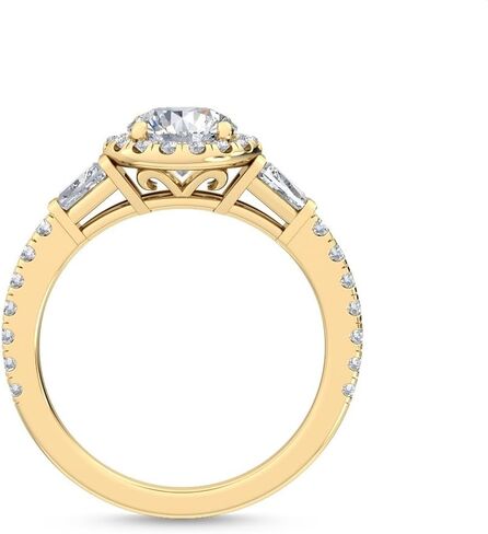 1-5 Carat (ctw) Yellow Gold Pear Cut LAB GROWN Diamond Three Stone Engagement Ring [ Color D-E, Clarity VS1-VS2 ] in Saudi Arabia