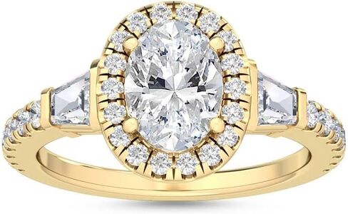 1-5 Carat (ctw) Yellow Gold Pear Cut LAB GROWN Diamond Three Stone Engagement Ring [ Color D-E, Clarity VS1-VS2 ] in Saudi Arabia