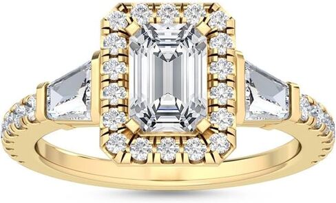 1-5 Carat (ctw) Yellow Gold Pear Cut LAB GROWN Diamond Three Stone Engagement Ring [ Color D-E, Clarity VS1-VS2 ] in Saudi Arabia