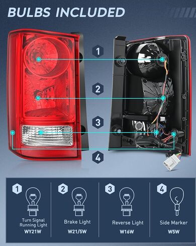 Nilight Taillight Assembly Compatible with 2009 2010 2011 2012 2013 2014 2015 Honda Pilot Red Clear Tail Lights Rear Lamp Replacement OE Style Driver Side w/Bulbs in Saudi Arabia