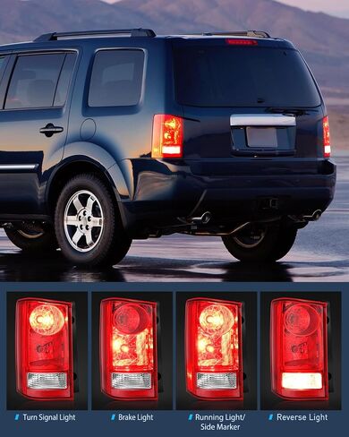 Nilight Taillight Assembly Compatible with 2009 2010 2011 2012 2013 2014 2015 Honda Pilot Red Clear Tail Lights Rear Lamp Replacement OE Style Driver Side w/Bulbs in Saudi Arabia