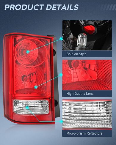 Nilight Taillight Assembly Compatible with 2009 2010 2011 2012 2013 2014 2015 Honda Pilot Red Clear Tail Lights Rear Lamp Replacement OE Style Driver Side w/Bulbs in Saudi Arabia
