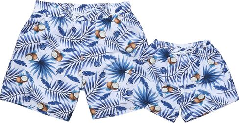 Father and Son Matching Swim Trunks Elastic Waist Drawstring Family Matching Swimwear in Kuwait