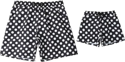 Father and Son Matching Swim Trunks Elastic Waist Drawstring Family Matching Swimwear in Kuwait