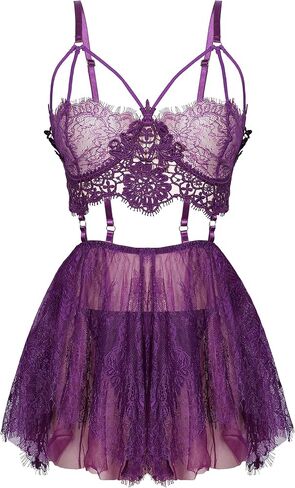SPORCLO Women's Lingerie Sexy Nightgown Soft Lace & Modal Babydoll Chemise Sleepwear for Women Comfortable Nightie Nightwear in Saudi Arabia