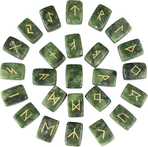 Pack of 25 Rune Stones Engraved Pagan Lettering, Irregular Tumbled Stone Set with Golden Elder Futhark Alphabet for Crystal Divination Wicca and Reiki Healing, Black Obsidian in Saudi Arabia