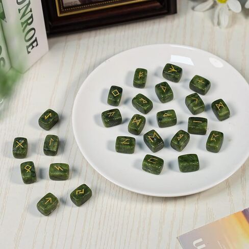 Pack of 25 Rune Stones Engraved Pagan Lettering, Irregular Tumbled Stone Set with Golden Elder Futhark Alphabet for Crystal Divination Wicca and Reiki Healing, Black Obsidian in Saudi Arabia