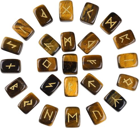 Pack of 25 Rune Stones Engraved Pagan Lettering, Irregular Tumbled Stone Set with Golden Elder Futhark Alphabet for Crystal Divination Wicca and Reiki Healing, Black Obsidian in Saudi Arabia