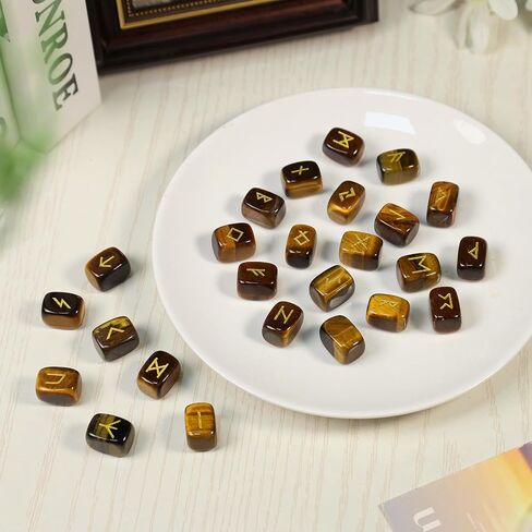 Pack of 25 Rune Stones Engraved Pagan Lettering, Irregular Tumbled Stone Set with Golden Elder Futhark Alphabet for Crystal Divination Wicca and Reiki Healing, Black Obsidian in Saudi Arabia