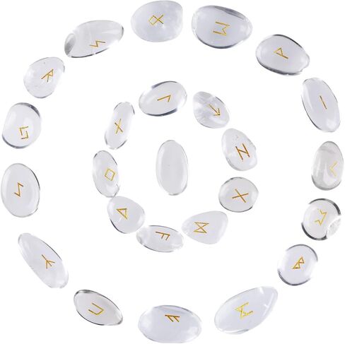 Pack of 25 Rune Stones Engraved Pagan Lettering, Irregular Tumbled Stone Set with Golden Elder Futhark Alphabet for Crystal Divination Wicca and Reiki Healing, Black Obsidian in Saudi Arabia