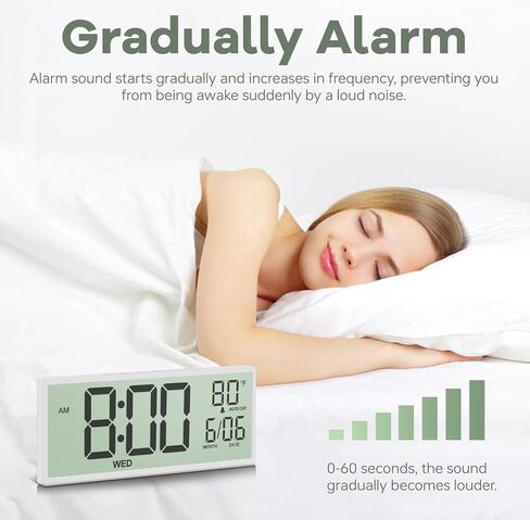 JALL 14.5" Large Digital Wall Clock Battery Operated with Big Digits LCD Screen Display, Day, Date, Alarm, Auto DST, Temperature for Living Room, Bedroom, Desk Decor, Mounted, Gift for Elderly in Saudi Arabia