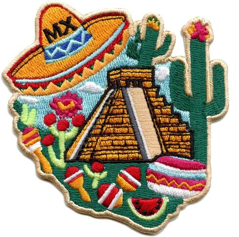 Mexico Culture Travel Patch Hispanic Mayan Aztec Embroidered Iron On in Saudi Arabia