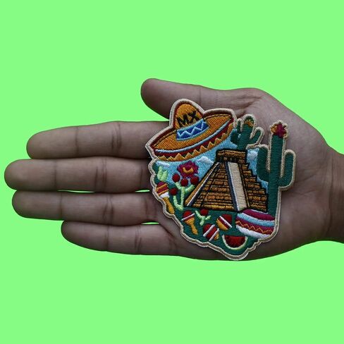 Mexico Culture Travel Patch Hispanic Mayan Aztec Embroidered Iron On in Saudi Arabia