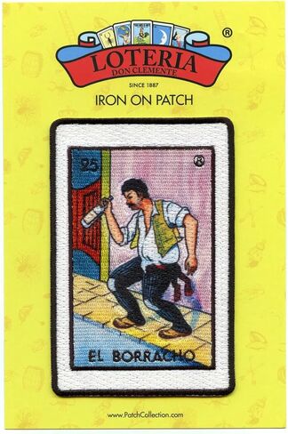 El Borracho 25 Patch Drunk Mexican Loteria Card Sublimated Embroidery Iron On in Saudi Arabia