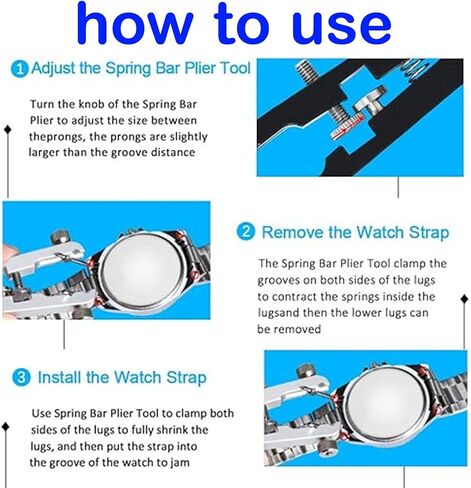 شاهد مجموعة الأدوات الرائعة من Bar Plier مع دبابيس الصلب 10 نصائح ， 6825 Spring Bar Tweezer Tool for Watch Band Pins Pins in Kuwait