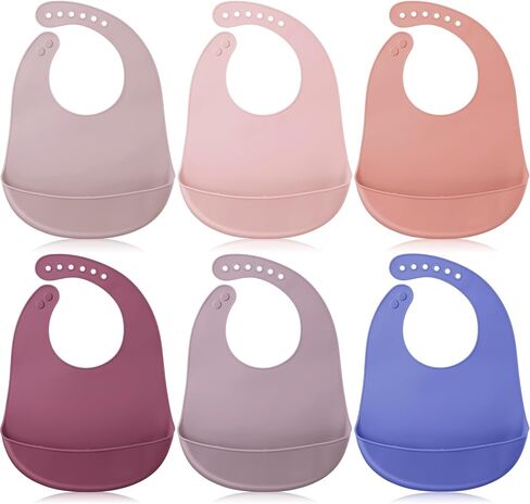 Mepase 12 Pcs Silicone Bibs Waterproof Silicone Baby Bibs Soft Adjustable Baby Feeding Bib Unisex Baby Eating Supplies (Bright Color) in Saudi Arabia
