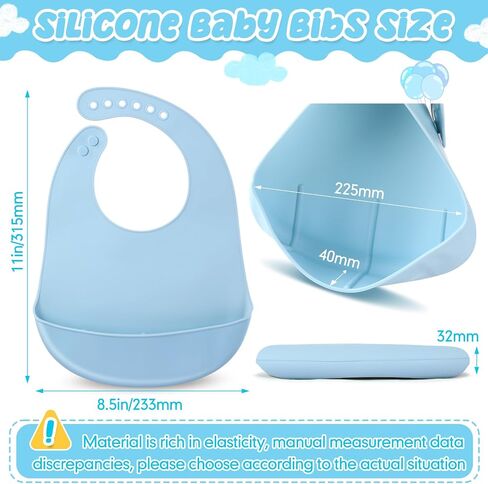 Mepase 12 Pcs Silicone Bibs Waterproof Silicone Baby Bibs Soft Adjustable Baby Feeding Bib Unisex Baby Eating Supplies (Bright Color) in Saudi Arabia